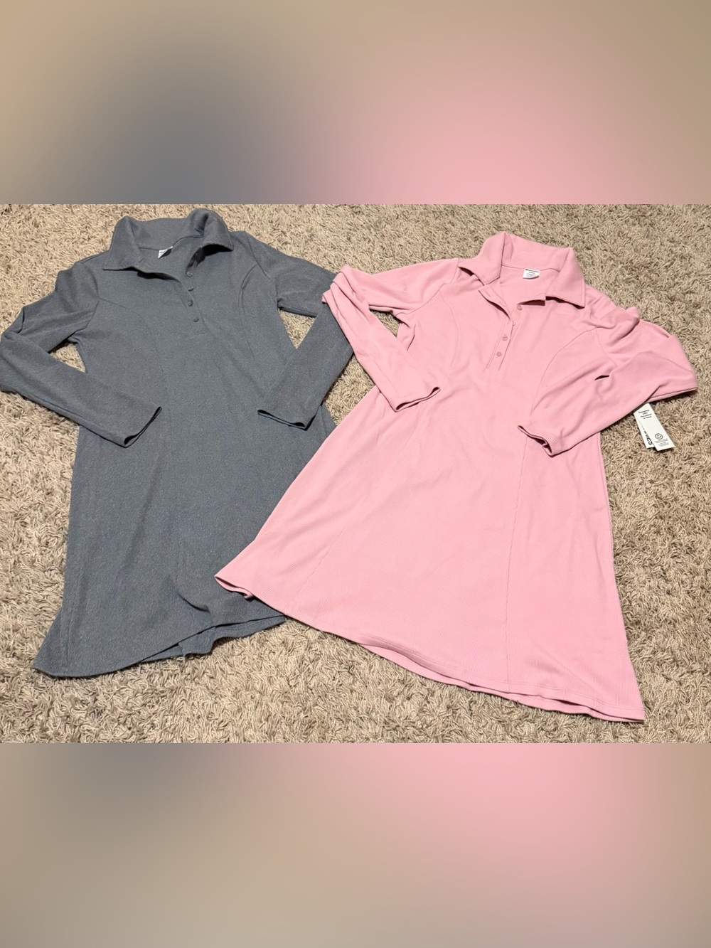No Boundaries Ribbed Dresses With Long Sleeves (2) Grey NWOT Pink NWT Size: M